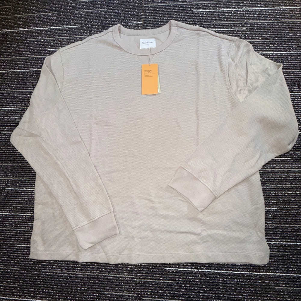 Goodfellow & Co Textured Crew Shirt Mens XXL NEW Brown Vintage Long Sleeve